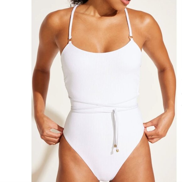 Vitamin A Other - Vitamin A White Yara Wrap One Piece EcoRib Ribbed Bathing Swim Suit
